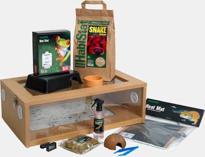 HabiStat Complete starterset voor jonge slangen met terrarium 61 x 38 x 30 cm
