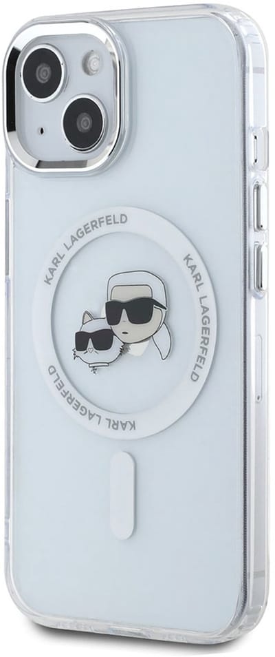 Karl Lagerfeld, Hoesje Geschikt voor Apple iPhone 15 Bedrukt IML K en CH MagSafe Compatibel, Transparant