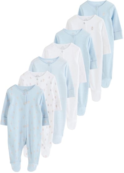 Next - Jongens - Set van 7 babypyjama's met berenprint - Blauw