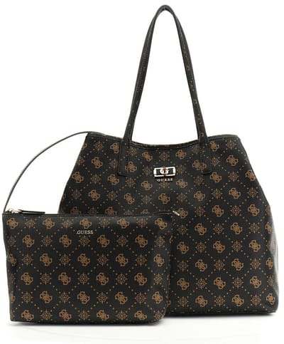 GUESS shopper Emelie Logo 2 in 1 Tote Espresso Logo donkerbruin