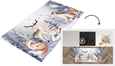 Keukenloper - Loper keuken - Schilderij - Winter - Dieren - 120x60 cm - Keukenloper vinyl