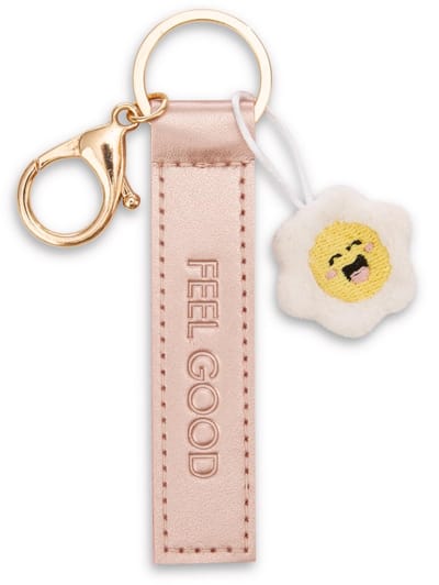 NICI sleutelhanger Feel good imitatie leren band roségoud 10cm met bloem