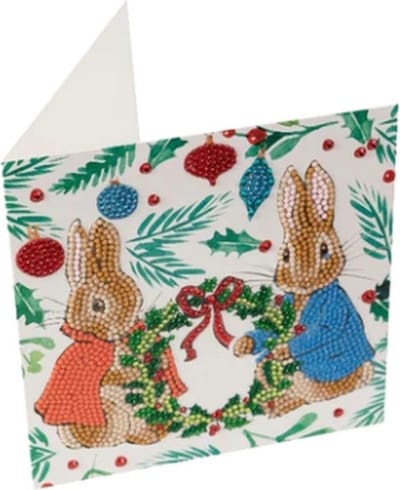 Crystal Card Kit | Diamond painting Peter & Flopsy Festive Wreath