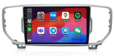 CarPlay autoradio geschikt voor Kia Sportage (2016 t/m 2019) | 9 inch | Android 13 | Draadloos Apple CarPlay & Android Auto | 2GB + 32GB | QuadCore processor | Denago DNG-A111 | 2025 model | 2016 2017 2018 2019 | Bluetooth & Wifi
