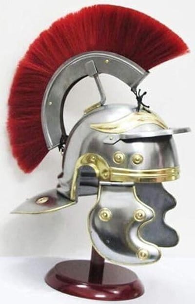 Romeinse Centurion Helm - Historische Hoofdbeschermer - Historische Re-enactment - Gemaakt van 18 Gauge Staal - Omtrek 66 cm - Zilver