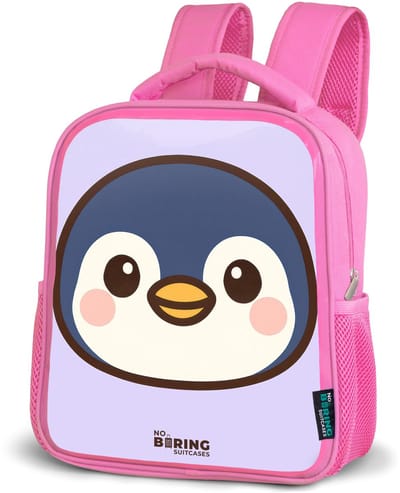 NoBoringSuitcases.com® - Rugzak roze - Schooltas meisjes - Pinguïn - Kinder rugtas meisje - Boekentas kind - Kinderrugzak voor school - Schoolrugzak
