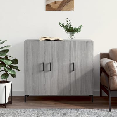vidaXL - Dressoir - 90x34x80 - cm - bewerkt - hout - grijs - sonoma - eikenkleurig