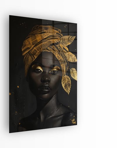 Indoorart - Glasschilderij African Woman Portret 40x60 CM - Afbeelding op plexiglas - Inclusief montagemateriaal