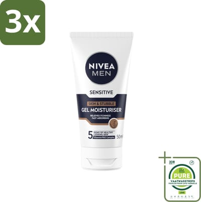 3 x NIVEA MEN - Sensitive - Gezichtsgel Huid & Stoppelbaard - 50 ml - Grootverpakking - Gevoelige Huid - Stoppelbaard Verzorging - Gezichtsgel - Huidhydratatie - Kalmering