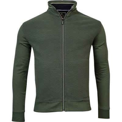 Baileys Vest Front Back Two-Tone Jacqaurd Sweat Cardigan Zip Donker Groen / male