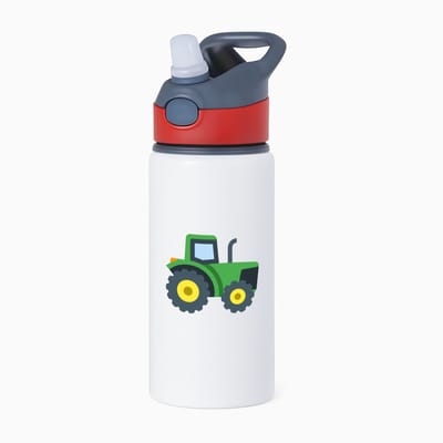 Hacebo® - Trekker waterfles met rietje rood - Tractor - Boeren - Boerderij - voertuig - water fles - 650ML
