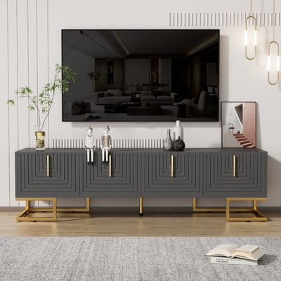 VVBV TV Meubel 170 cm - Zwart Grijs met Goud - Voor TV’s tot 79 Inch