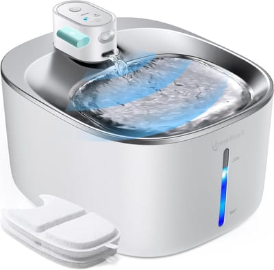 Draadloze 4 Liter Kattenfontein met Bewegingssensor, Accu van 4000 mAh, RVS Waterbak met 2 Filters voor Katten en Kleine Honden