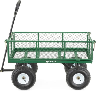 Stalen tuinwagen met afneembare zijkanten - 180 kg capaciteit - groen