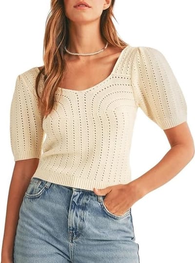 Dames pullover - Gebreide trui - Elegant en comfortabel - Korte mouwen - V-hals - Perfect voor de zomer - Casual en formeel