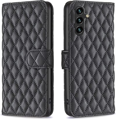 Coverup Hoesje - Geschikt voor Samsung Galaxy A16 Hoesje - Coverup Rhombus Book Case - Zwart