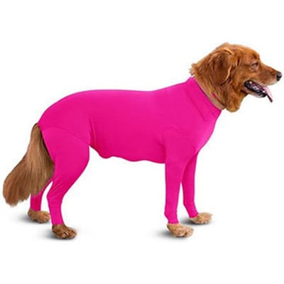 Combinaison pour chien Vêtements pour la perte de poils de chien Pour la maison Voiture Voyage Calmer l'anxiété Chemise Récupération après chirurgie Combinaison corporelle Pour grands chiens (Pink,XXL) rose