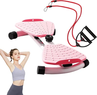 Buikspieren Twist Bord - Draaiplank Fitnessapparaat - Core Training - Met Weerstandsbanden - 51x34x10.2cm - Roze