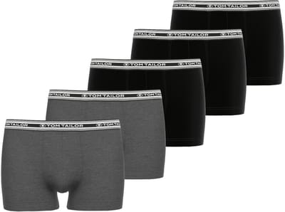 TOM TAILOR Buffer Heren Boxer Multipack - 5-Pack - Grijs/Zwart