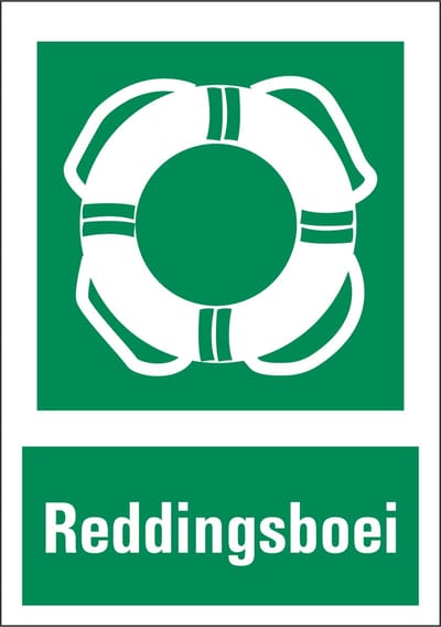 Reddingsboei sticker met tekst 210 x 297 mm