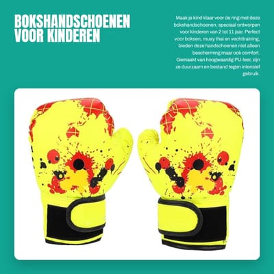 Dailygoods- Bokshandschoenen Hoogwaardige Kwaliteit - Vechthandschoenen - Klittenbandsluiting - PU-leer - Voor Kinderen 2-11 Jaar - Duurzaam Ontwerp