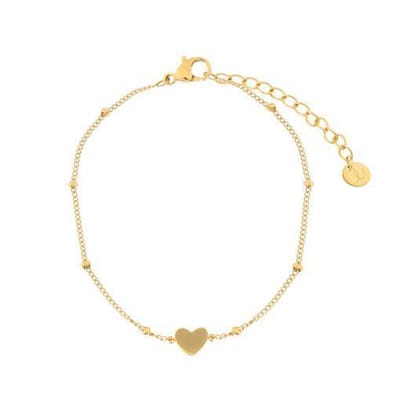 Armband om te delen hartje - Volwassenen - Goud - Stainless steel (verkleurt niet) - Verlengkettinkje