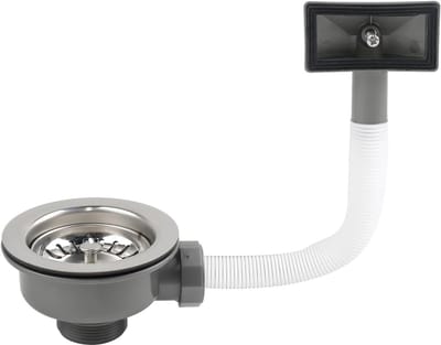 Drain Set voor Keukens, 114 mm Siphon met Overloop, Afvoerfilter en Strainer Mand voor Efficiënte Afvoer en Filtratie