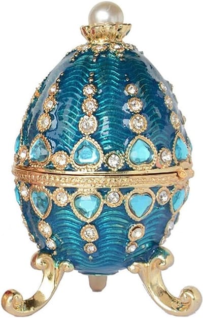 Sieraden Doos - Trinket Box - Decoratief Gebruik - Handgeschilderd Strass - 6.5 x 6.5 x 11 cm - Blauw