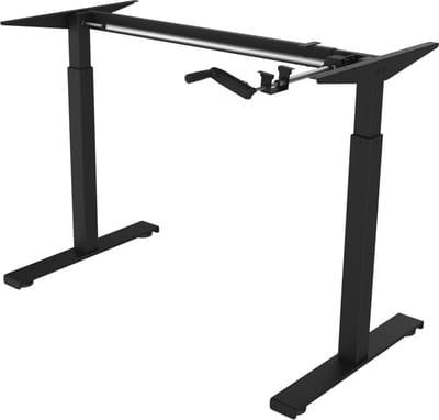 Prijstopper!! Mooi hand verstelbaar ergonomisch zit / sta bureauonderstel exclusief werkblad in de kleur zwart.