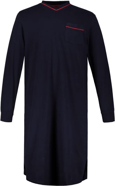 JP 1880 - Heren - Nachthemd loungewear effen lange mouwen - Donkermarine - Maat 8XL
