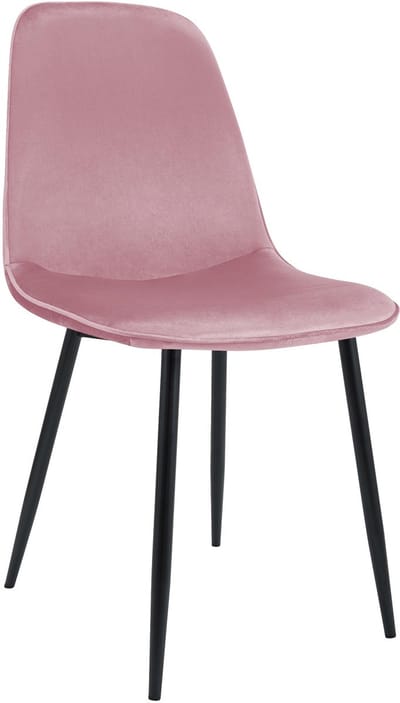 CLP Maryam Eetkamerstoel - klassiek - met rugleuning - zwart metalen frame - belastbaar tot 150 kg - Fluweel/roze