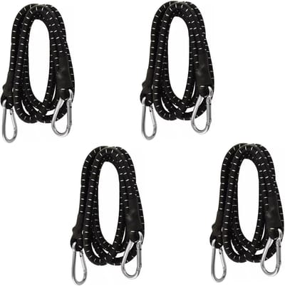 Elastisch koord - Spanband bungeetouw - Bagage vastzetten - Sterke karabijnhaak - 61 cm - Zwart geel