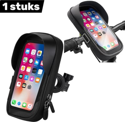 1 stuk - Zwarte waterdichte telefoonhouder tas voor fiets - Multifunctionele fietstas met touchscreen en opbergruimte - Geschikt voor racefietsen, mountainbikes en stadsfietsen - Stevig, schokbestendig en eenvoudig te bevestigen aan het stuur