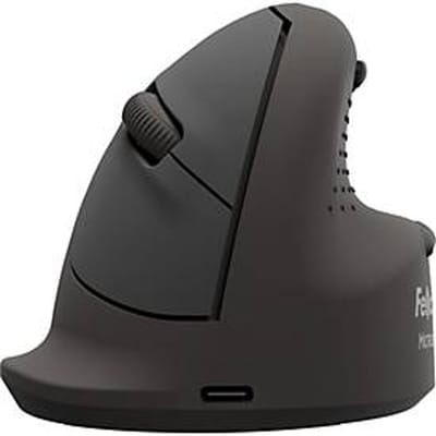 Fellowes Bretyta Plus+ verticale muis, maat M, voor rechtshandigen, ergonomisch, 3-wegs connectiviteit, 400-2400 dpi, met Microban® bescherming, zwart