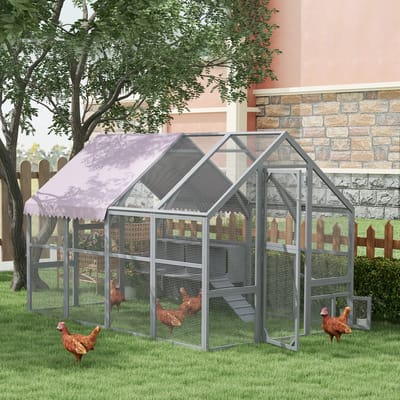 Pawhut Kippenhok-Dennehout, Metaal-280L x 185,5B x 188H cm-Geel
