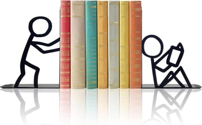 Boekensteunen – Decoratieve metalen boekensteunen – Unieke boekensteunen voor op kantoor – Ideaal voor leeshoekjes en plankdecoratie – Geschikt voor kantoren, scholen, bibliotheken en slaapkamers – Het perfecte cadeau voor boekenliefhebbers – Zwart