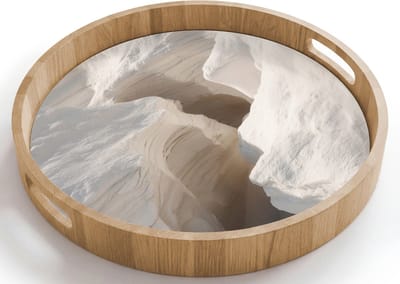 Dienblad rond 40x40 cm - Schootdienblad hout - Kloof - Wit - Sneeuw - Borrelplank rechthoek - Plateau houten dienbladen