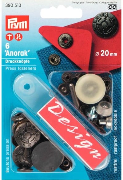 Naaivrijdrukknopen ANORAK Fusion 20 mm oudzilver 6 st. - Drukknopen Sport & Camping - Prym