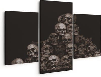 Artaza Canvas Schilderij Drieluik Schedels - Doodshoofden - Doodskoppen - 150x120 - Groot - Foto Op Canvas - Canvas Print