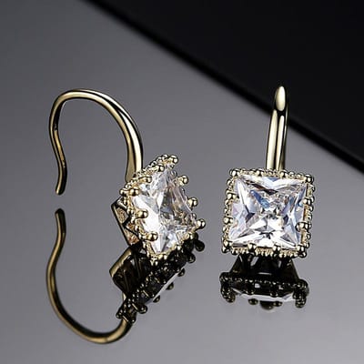Boucles d'oreilles carrées en diamant de luxe pour femmes, bijoux de mariage Vintage, pierre de Zircon, strass, bref cadeau or