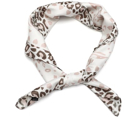 Vierkante Sjaal met Bandana Paisley- en Luipaardborderdessin (70x70cm) - Beige