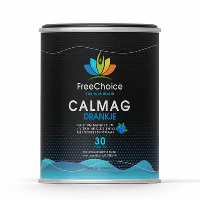 FreeChoice - Calcium-Magnesium Drankje - Bosbessensmaak - 30 dosis - met Vitamine C, D3 en K2