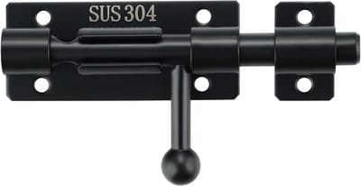Deurslot - Schuifslot - Beveiliging - Roestvrij staal - 10.7cm - Zwart
