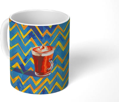 Mok - Koffiemok - Mok - Koffie - Zigzag - Slagroom - Mokken - 350 ML - Beker - Koffiemokken - Theemok