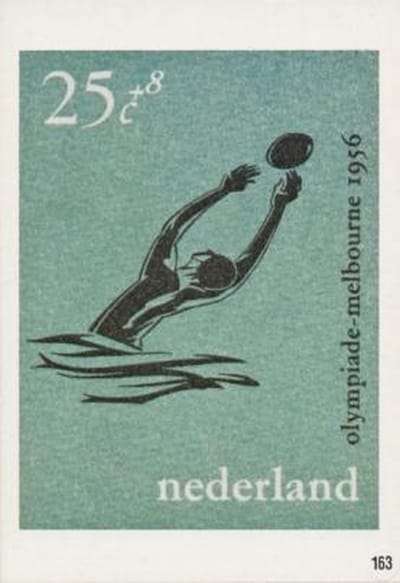 Briefkaart met afbeelding Waterpolo-speler – Olympiade 1956 – Melbourne postzegel