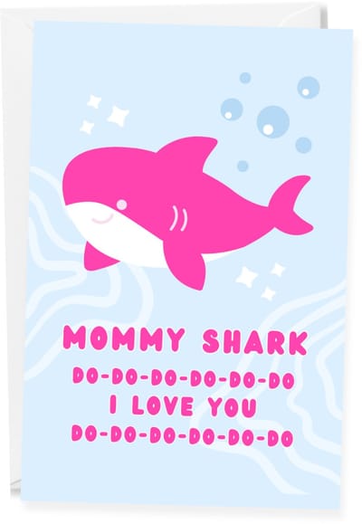 Mommy Shark do do do do do do - Grappige Moederdagkaart - Baby Shark - Humor kaart Mama - Ansichtkaart (10x15 cm incl. envelop)