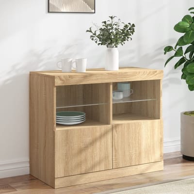 vidaXL - Dressoir - met - LED-verlichting - 81x37x67 - cm - sonoma - eikenkleurig