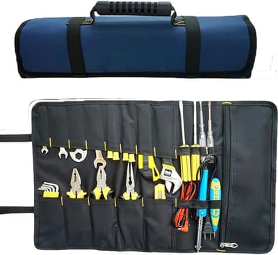 Multifunctionele Gereedschapsrol Tas voor Opberging van Schroevendraaiers en Sleutels, Ideaal voor Reizen en Klussen, Blauw