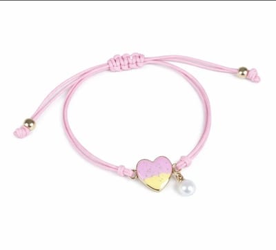 Armband Meisje- Touw Armband- Meisjes armbandje hartje- Armband Hartje- Koordarmband- Parel- Lichtroze- Touw- Kind- LiLaLove