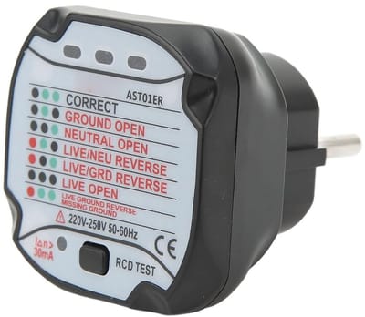 Stopcontact Tester EU Stekker - Polariteit & Aardlek Meting - 220V/250V Veiligheidscontrole